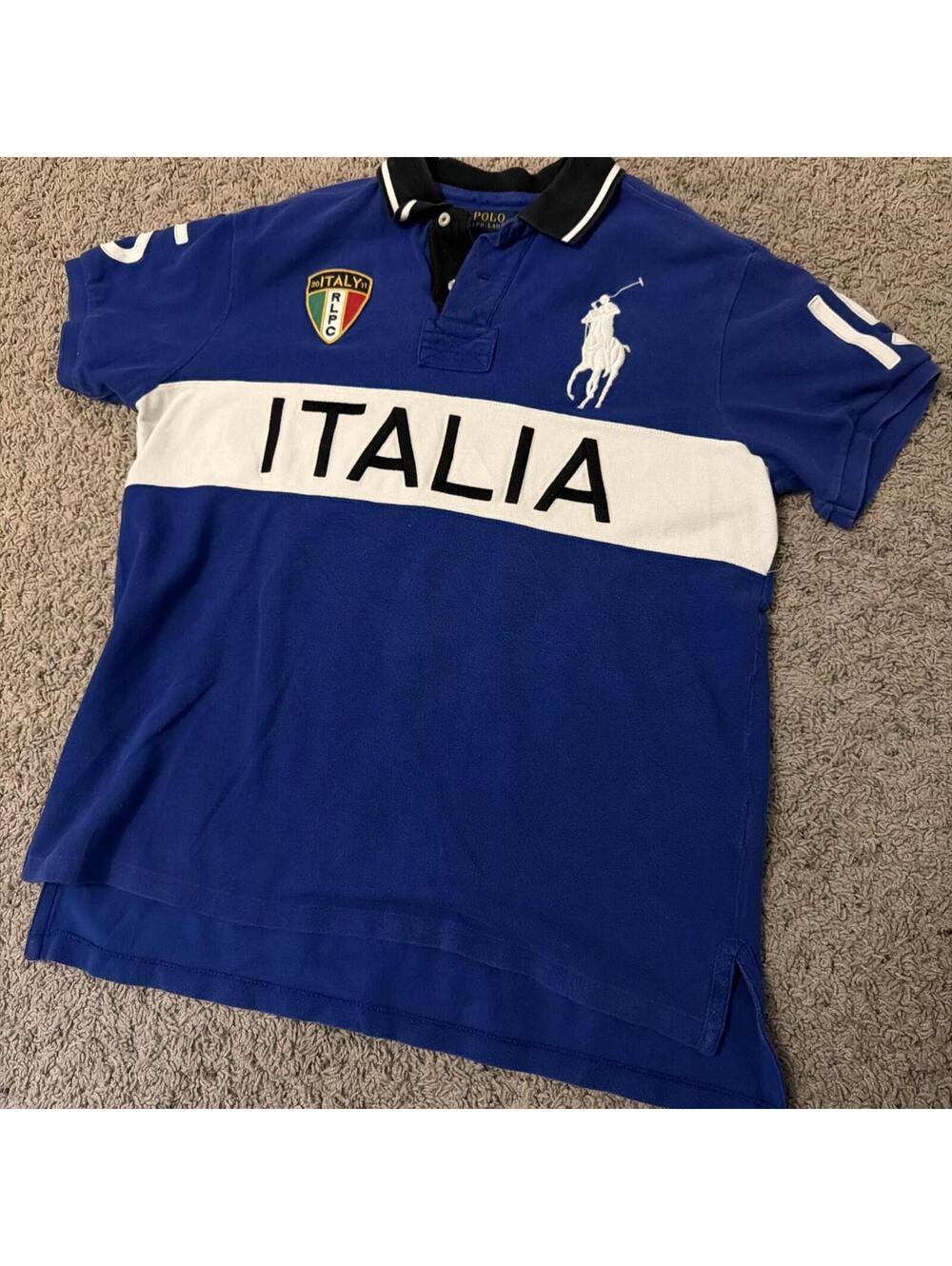 Polo Ralph Lauren Italia #15 Shirt PRL Big Pony Blue Custom Fit Men’s Size L